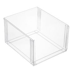 an empty clear plastic box on a white background