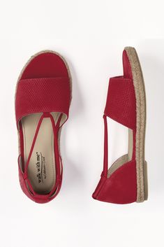 Sophisticated slip-ons with continental style – ready to be your go-to all summer long. Perforated leather uppers have bungee cord  detailing for comfort and a secure fit. Fireplace Mantel Decor, Espadrilles Style, Bungee Cord, Leather Espadrilles, Mantel Decor, Over 50 Womens Fashion, Perforated Leather, Shoe Size Conversion, Fireplace Mantel