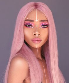 NYANE ® • 𝓎𝓊𝓃𝑔 𝓂𝑒𝓉𝓈𝒾 on Instagram: “Where are you guys from? Comment the country you live in and where u were born.  I’m from Lesotho but UK born and now living in Holland 🇳🇱…” Rave Make Up Looks, Edm Makeup Looks, Pink Witch Makeup, Make Up Coachella, Pink Rave Makeup, Alien Makeup Pretty, Rave Makeup Ideas, Boho Festival Makeup, Celestial Makeup