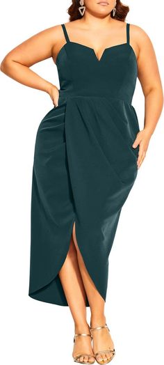 City Chic Sassy Dress | Nordstrom Inverted Triangle Cocktail Dress, Emerald Green Dress Nordstrom, Inverted Triangle Plus Size Dress, Formal Dresses For Inverted Triangle Shape, Sassy Dress, City Chic Dresses, Plus Size Mini Dresses, V Dress, Wedding Guest Attire