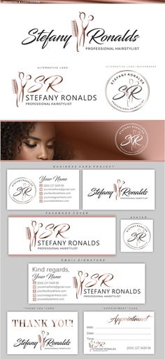 the logo and business card design for an upscale hair salon