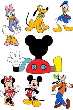 mickey mouse and other cartoon characters