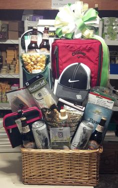 a basket filled with items sitting on top of a counter