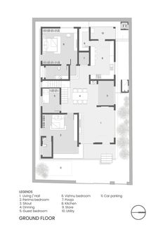 the ground plan for a house with two floors and three levels, including an upper level bedroom