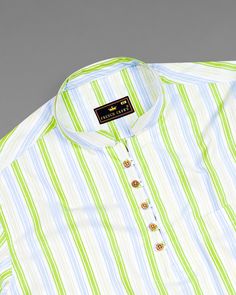 Designed with a regular fit for comfort, this wonderful cotton-rich vertical striped kurta shirt is perfect for any special casual occasion. Wear it with chinos for a relaxed casual look or style it with jeans for special occasions. For great quality and sustainability, we exclusively utilize fabric that has been ethically sourced. Fused collar and cuffs, collar stand and flat felled side seams provide structure and stability to all our shirts. 100 % Premium Giza Cotton: Long staple, smother, re Kurta Style, Dobby Weave, Indian Kurta, Vertical Stripes, Designer Shorts, Collar And Cuff, Full Sleeve, Bright White, Custom Fit