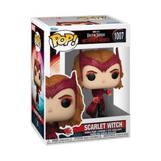 a pop vinyl figure in a box with the image of a woman wearing red hair