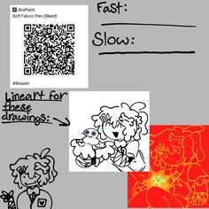 an image of some cartoon characters on the same page, with text above them that reads fast slow linear for these drawings