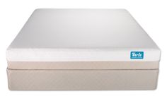 an image of a white mattress with no sheets on it and the words work written in blue