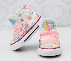 Care Bears Birthday Party Centerpieces, Cute Party Sneakers, Care Bear Dress, Care Bear Party, Tutu Dress Costumes, Care Bear Birthday, Bling Converse, Glitter Tee, Pink Toes