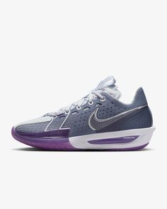 W Nike GT Cut 3 Color: Ashen Slate/Football Grey-Barely Grape-Metallic Silver Style Code: FZ6384-400 Women's Sizes 6-12 Available - PLEASE SELECT SIZE FROM DROP DOWN SIZE BOX MEN'S 10.5 = WOMEN'S 9 WOMEN'S 11 = MEN'S 9.5 WOMEN'S 12 = MEN'S 10.5 Condition: New With Box All items we sell are 100% Authentic Guaranteed. We DO NOT deal with fakes or B-Grades. Items will ship with Tracking. All items will be shipped double boxed. We are not responsible for any minor cosmetic imperfections regarding product received by the vendor. Please allow up to 24 hours for us to respond to any messages. No Cancellations. Please Purchase With Confidence.  No Returns - Final Sale.  20% Restocking Fee for any items returned. Feel free to contact us with any questions. Thanks for viewing. Good Luck and God Bles Brother Graduation Gift, Nike Gt Cut, Basketball Shoes Nike, Adidas Crazy, Womens Basketball Shoes, Women's Basketball, Nike Basketball Shoes, 12th Man, Swag Shoes