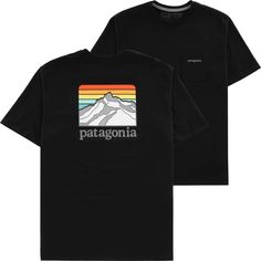 Patagonia Line Logo Ridge Pocket Responsibili-Tee T-Shirt - black Patagonia Shirt, Line Logo, Patagonia Shirts, Pocket Tee, Recycled Cotton, Patagonia, Fitness Fashion, Low Price, ? Logo