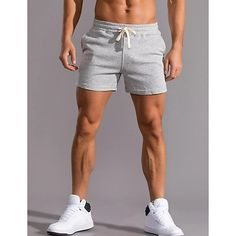 Season:Spring   Fall,Summer; Fabric:Cotton Blend; Gender:Men's; Style:Casual / Sporty,Fashion; Elasticity:Micro-elastic; Occasion:Outdoor,Home; Fit Type:Regular Fit; Function:Breathable,Comfort; Waistline:Mid Waist; Pattern:Solid Color; Design:Drawstring,Elastic Waist; Pants Type:Shorts,Sweat Shorts,Summer Shorts; Fly Type:Drawstring,Elasticity; Front page:FF; Listing Date:04/02/2024; Pants Length:Short Stretch Drawstring Shorts For Summer, Casual Fitted Athletic Shorts For Summer, Gray Drawstring Shorts For Spring, Summer Gym Shorts With Drawstring, Gray Summer Shorts With Elastic Waistband, Stretch Solid Color Shorts For Leisure, Fitted Drawstring Shorts, Solid Stretch Shorts For Leisure, Casual Gray Athletic Shorts For Summer