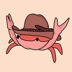 a crab with a hat on it's head