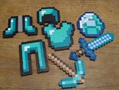 some pixelated objects are laying on a table