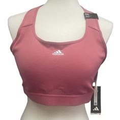 New Adidas Large 44dd Cup Medium Support Removeable Pads Training Sports Bra This Cool Bra Is New With The Tags, Elastic Measures Approx 14" Across Unstretched, Original Retail Price On Tag: $35 Pink Adidas Moisture-wicking Activewear, Adidas Stretch Tops For Training, Pink Adidas Activewear For Training, Pink Moisture-wicking Adidas Activewear, Adidas Pink Moisture-wicking Activewear, Adidas Pink Activewear For Training, Adidas Breathable Activewear For Gym, Adidas Stretch Breathable Activewear, Adidas Breathable Athletic Fit Activewear