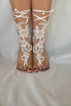 '' Lace Dream '' Flexible ankle!! You can wear this sandals easily and dance comfortable* This is sent in the special gift box. Please choose your shoes size from the drop down menu.All products are stitched and solid by hand using high quality lace and ribbon. Thank you for stopping by and welcome back anytime! Made to order. Ships worldwide from TURKEY White Ankle Wrap Barefoot Sandals For Festivals, Summer Dance Sandals With Ankle Strap, Ankle Strap Sandals For Summer Dance, White Barefoot Sandals With Ankle Strap For Festival, White Ankle Strap Barefoot Sandals For Festival, White Open Toe Barefoot Sandals For Festivals, White Ankle Strap Barefoot Sandals For Parties, Lace Barefoot Sandals, Beach Bride