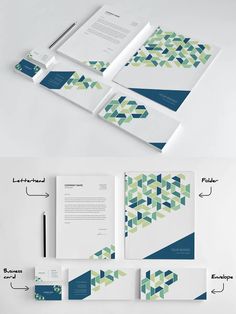 the stationery is designed to look like it has geometric shapes and lines on it