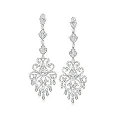 A top-rated jeweler since 1952, Ross-Simons travels the world to find high-quality styles at the best prices. An RS exclusive. Experience exceptional elegance when you don these magnificent 3.15 ct. t.w. diamond chandelier earrings. Perfect for parties, holidays, weddings and any special event where you want to shine. Set in polished 14kt white gold. Hanging length is 2 1/2". Post/clutch, diamond chandelier earrings. Each Ross-Simons item arrives in a fine jewelry presentation box. Shop Ross-Sim Dubai Clothes, Diamond Knot Ring, Diamond Knot, Diamond Chandelier Earrings, Diamond Chandelier, Diamond Birthstone, Earrings Diamond, Bezel Set Diamond, Natural Gold