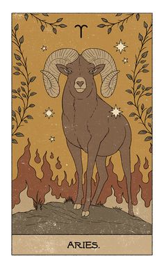 the zodiac sign aries is depicted in this illustration