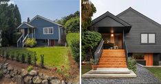 before and after photos of a house in the suburbs