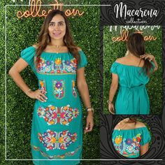 "This lovely yellow was handmade in Mexico. The beautiful colorful flowers were embroidered by hand, so each one is unique. You will love wearing this comfortable cotton dress with short sleeves. It is perfect for a hot summer day. This dress comes just above or below the knee, depending on how tall you are. It has a square neckline and cute little puffy sleeves.  The measurements on this dress are 22\" wide x 36\" long Size Large About Our Items: Each one of our items is handmade/hand woven by Huipil Dress, Mexican Embroidered Dress, Flowered Dress, Mexican Dress, Dress With Short Sleeves, Mexican Dresses, Dress Handmade, Mexican Style, Hand Care