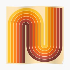 an orange and yellow poster with the letter u in it's center, against a white background