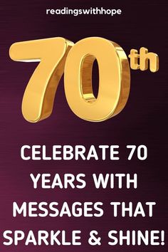 an advertisement for the 70th anniversary of sparkle and shine, with gold lettering on purple background