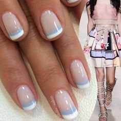 Jul 19, 2015 - Steli's gorgeous double French manicure paired with Alberta Ferretti spring 2015. Unghie Sfumate, Different Nail Designs, Nail Idea, Short Acrylic Nails Designs, Nails 2024