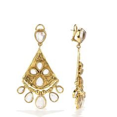 100% 24k gold-plated brass, natural rock crystal Dimensions: 3.3" height x 0.2" depth x 2.0" width Cabochon dimensions: 0.5" x 0.4" Post for pierced ears Avoid water and humidity. Store in pouch provided Made in Thailand | Goossens Cachemire Drop Earrings in Gold Designer Gold Brass Jewelry, Designer Gold-tone Brass Jewelry, Yellow Gold Teardrop Chandelier Earrings In Brass, Designer Brass Jewelry For Formal Occasions, Formal Brass Dangle Chandelier Earrings, Luxury Gold Drop Chandelier Earrings, Luxury Gold Pierced Chandelier Earrings, Designer Gold-plated Earrings, Formal Gold Plated Teardrop Chandelier Earrings