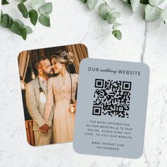 a wedding card with a qr code on it