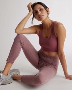 Our Ultra-Soft High-Rise Legging is sure to become your new favorite pair of leggings. These super soft leggings are perfect for yoga classes, low impact exercises and all-day wear. Just because they are soft does not mean they compromise on performance qualities - our Ultra-Soft fabric features quick-drying, moisture-wicking and anti-microbial technology with the 4-way stretch.  | Quince | Women's Ultra-Soft High-Rise Legging in Heather Rose, Size XS, Recycled Polyester Yoga Outfit Ideas, Low Impact Exercises, Heather Rose, Workout Bottoms, Fair Trade Clothing, Yoga Travel, Bottom Workout, Sustainable Clothing Brands, Yoga Outfit