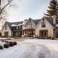 a large house with snow on the ground