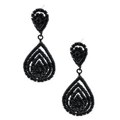 Wedding Earrings Black Jet Rhinestone Teardrop Formation Dangle Earrings Black Dangle Chandelier Earrings For Wedding, Evening Teardrop Dangle Earrings With Rhinestones, Black Dangle Teardrop Earrings For Party, Black Drop Teardrop Earrings For Party, Black Teardrop Earrings For Party, Black Teardrop Drop Earrings For Party, Black Crystal Earrings For Wedding, Black Teardrop Crystal Earrings For Formal Events, Black Crystal Chandelier Earrings For Party