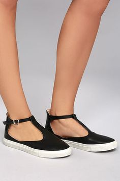 Gemma Black T-Strap Sneakers 4 Strap Sneakers, Next Shoes, Wedding Flats, Cute Sandals, Cool Boots, Black Sneakers, Shoes Shoes, T Strap, Athletic Wear