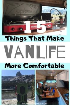 an rv with the words 15 things that make vanlife more comfortable