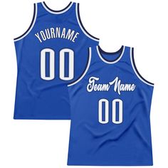 Represent your distinct look with this custom basketball jersey from our web. It boasts stitched tackle twill name & number and classic trims along with moisture-wicking technology for added comfort. Features: 1. Material: 100% Recycled Polyester 2. Embroidered team or player name and numbers 3. Fit: Jerseys have an athletic cut. For a looser fit, we recommend ordering one size larger than you normally wear 4. Moisture-wicking fabric has spongy handle, good draping property and elasticity as wel Custom Basketball Jersey, Blue Football, Custom Basketball, Custom Jerseys, White Jersey, Jersey Design, Team Names, Basketball Jersey, Athletic Fits