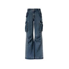 IFIK Retro Wash Denim Wide-Leg Cargo Pants Blue  Size Chart ( in CM )   Hip Waist  Length  XS 96 68 103 S 100 70 105 M 104 74 107 L 108 78 109    Model is 170cm/45kg wearing S Blue Denim Cargo Pants With Patch Pockets, Blue Utility Jeans With Patch Pockets, Denim Pants With Multiple Pockets For Spring, Spring Denim Pants With Multiple Pockets, Fitted Utility Jeans In Dark Wash, Dark Wash Fitted Utility Jeans, Fitted Dark Wash Utility Jeans, Utility Style Blue Denim Flare Jeans, Utility Blue Denim Flare Jeans