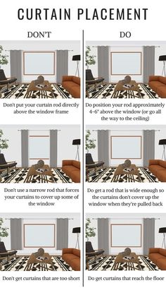 four different types of furniture in the same room, with text describing how to use them