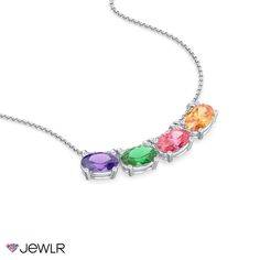 Celebrate family with this oval gemstone necklace that features a modern east-west setting. Personalize with 1-6 birthstones to represent loved ones, and customize in your choice of sterling silver or gold. This necklace comes with a cable chain in sterling silver, and a dainty rope chain in white, yellow, or rose gold. In gold, you can upgrade to our diamond cut cable chain for a thicker look and more sparkle. Oval Gemstone Birthstone Necklace In Sterling Silver, Oval Gemstone Birthstone Necklace For Anniversary, Oval Birthstone Necklace For Anniversary, Oval Ethical Birthstone Necklace For Anniversary, Oval Necklace, Mens Engagement, Mothers Necklace, Family Celebrations, East West