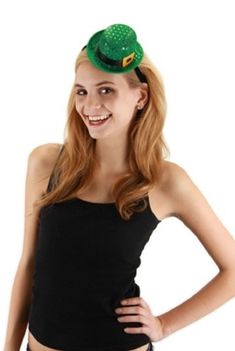 You don’t have to reach the end of the rainbow to capture the lucky look of the Irish! This costume accessory includes a green mini - party sized - sequin covered top hat with black ribbon and buckle band. This mini hat headband is perfect for St. Patrick's Day, Munchkins from the Wizard of Oz, Christmas, burlesque, Mardi Gras, Halloween, cosplay, theatrical productions and more! Slight color variations in computer monitors, mobile devices and tablets may exist. Other St Patrick's Day/Christmas Green Novelty Party Hat, Adjustable Green Novelty Costume Hat, Green Halloween Hats For Costume Party, Green Adjustable Fun Costume Hats And Headpieces, Green Halloween Costume Party Hat, Adjustable Green Fun Costume Hats And Headpieces, Adjustable Green Halloween Costume Hat, Adjustable Green Costume Hat For Halloween, Green Adjustable Costume Hats And Headpieces