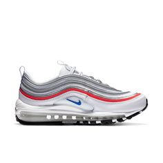 Nike Womens WMNS Air Max 97 ESS Silver Flash Crimson Blue CZ6087-101 Nike Model, Jordan 11 Retro Low, Nike Models, Womens Air Jordans, Air Jordan 11 Retro, Nike Air Max For Women, Air Max Women, Air Jordan 6, Jordan 11 Retro