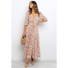 Petal And Pup, Mid Length Sleeves, Mode Casual, Usa Dresses, Dresses By Length, Gathered Skirt, Vestido Casual, Mode Vintage, Floral Midi Dress