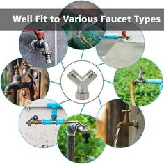 various types of faucets are shown in this circular photo with the words, well fit to various faucet types