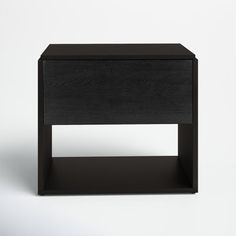 an end table with a shelf on the bottom and one drawer open to show something