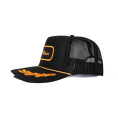 5 Panel Trucker Hat With Seamless Foam Front Panel With A Flat Visor. One Size Fits Most. 100% Polyester. Trucker Hat With Short Brim, Black 5-panel Trucker Hat For Beach, Hip Hop Hat With Short Brim For Outdoor, Trucker Snapback Hat With Short Brim For Streetwear, Beach Trucker Snapback Hat With Short Brim, Hip Hop 5-panel Hat, Adjustable Trucker Snapback Hat With Short Brim, Streetwear Trucker Hat 5-panel, Hip Hop Hat With Flat Brim For Outdoor