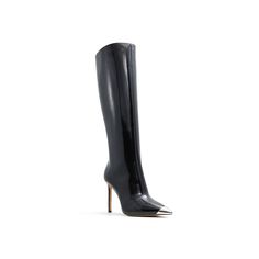 Aldo-Agathea Boot Sharpen up your layered look with the Agathea boot from Aldo. The sleek, metallic-accented toe provides the perfect highlight for this tall boot featuring a stiletto heel for elegant lift. Click here for Boot Measuring Guide. Aldo Over The Knee Boots, Luxury Black Knee-high Boots With Almond Toe, Luxury Knee-high Boots With Sculpted Heel In Calf Leather, Luxury Calf Leather Knee-high Boots With Sculpted Heel, Black Knee-high Boots With Stacked Heel, Medium Width, Tall Boots, Layered Look, Black Boots, Sleek