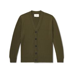 Purdey has been a staple on the British countryside since it was founded over two centuries ago. This classic ‘Audley’ cardigan, named after the label's flagship store, is knitted from from soft, lightweight wool in a versatile 'Loden' army-green shade. Signature textured seams outlined the shoulders. Luxury Buttoned Cardigan For Fall, Designer Button Cardigan For Fall, Luxury Fall Cardigan With Buttons, Designer Fall Cardigan With Buttons, Designer Cardigan With Buttons For Fall, Classic Wool Cardigan With Buttons, Classic Formal Cardigan With Buttons, Designer Formal Cardigan With Button Closure, Designer Winter Formal Cardigan