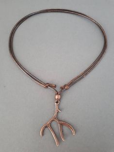 "Materials: 50mmX40mm red copper charm pendant Length: adjustable to 26\" Dark brown wax cotton rope" Copper Necklace With Adjustable Cord As Gift, Adjustable Copper Necklace With Cord, Rustic Jewelry With Adjustable Cord For Gift, Rustic Adjustable Cord Jewelry Gift, Deer Horn, Red Copper, Cotton Rope, Waxed Cotton, Handmade Necklace