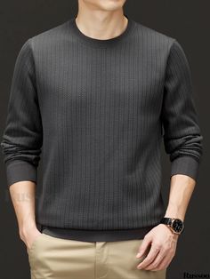 Russoo - Mens Casual Knitted Sweater: Versatile Warmth and Comfort with Crew Neck, Ideal for Fall and Winter Seasons Fall Streetwear, Plus Size Cargo Pants, Mens Cargo, Plus Size Hoodies, Novelty Clothing, Mens Loungewear, Shirt Dress Casual, Big And Tall Outfits, Mens Casual Dress