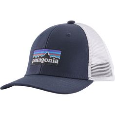 Trucker Hat - Kids' Casual White Hat For Camping, Blue Curved Brim Hat For Hiking, Casual Blue Hat For Hiking, Patagonia Adjustable Cap, Patagonia Curved Brim Hats For Outdoor Activities, Casual Patagonia Cap, Patagonia Adjustable Snapback Hat, Casual Blue Hats For Camping, Casual Blue Hat For Camping